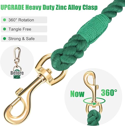 Miniatura 4 de Correa para perro de 5 pies hecha a mano de cuerda de algodón trenzada para perros pequeños, medianos y grandes, cierre de metal dorado resistente,