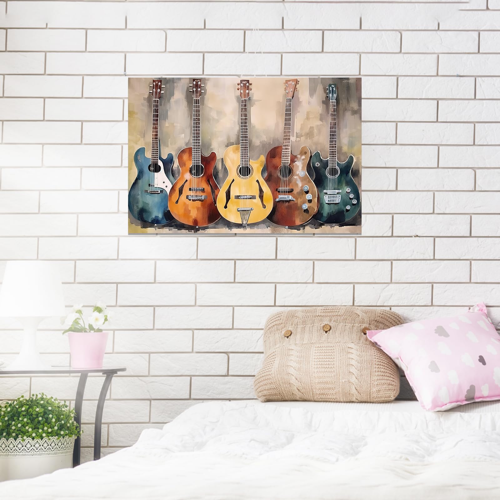 CCWACPP Guitar Canvas Wall Art Music Painting Wall Decor Musical Themed Prints Artwork for Music Studio Pub Bar Home Decor Framed (30x45cm) - Image 4
