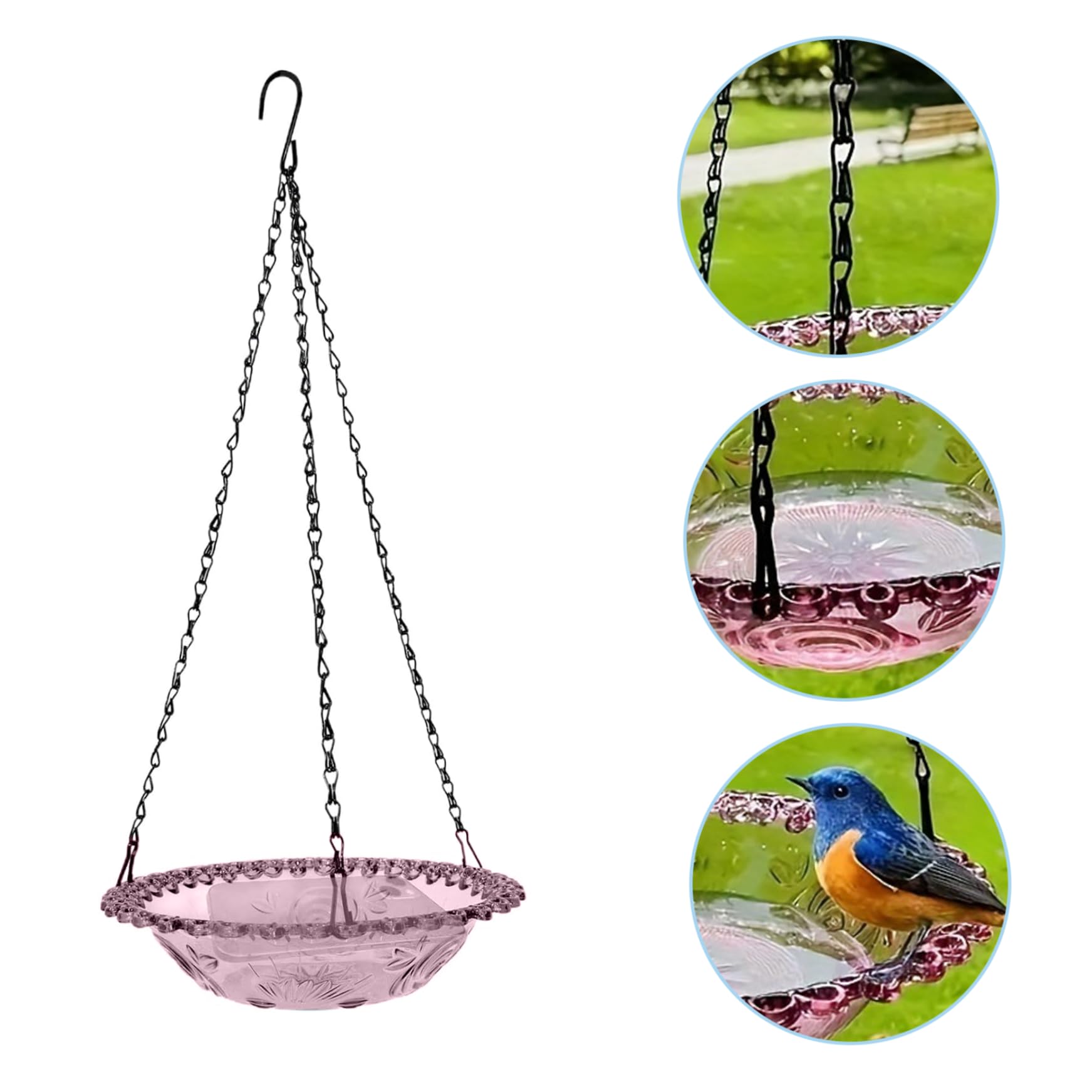 Abreuvoir Et Mangeoire Oiseaux 2-en-1 Extérieur - Suspension Bleu