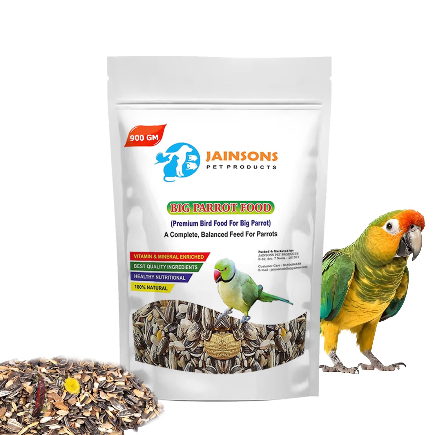 Jainsons Pet Products Big Parrot Food 11-12 Types of Seeds Ideal Food for Parakeets, Parrots, Macaw, Sparrows, Budgies, Finches and Love Birds (900 Gram 2PKT) (900 Gram 1PKT) (B09N1KVXXS) Amazon Price History, Amazon Price Tracker