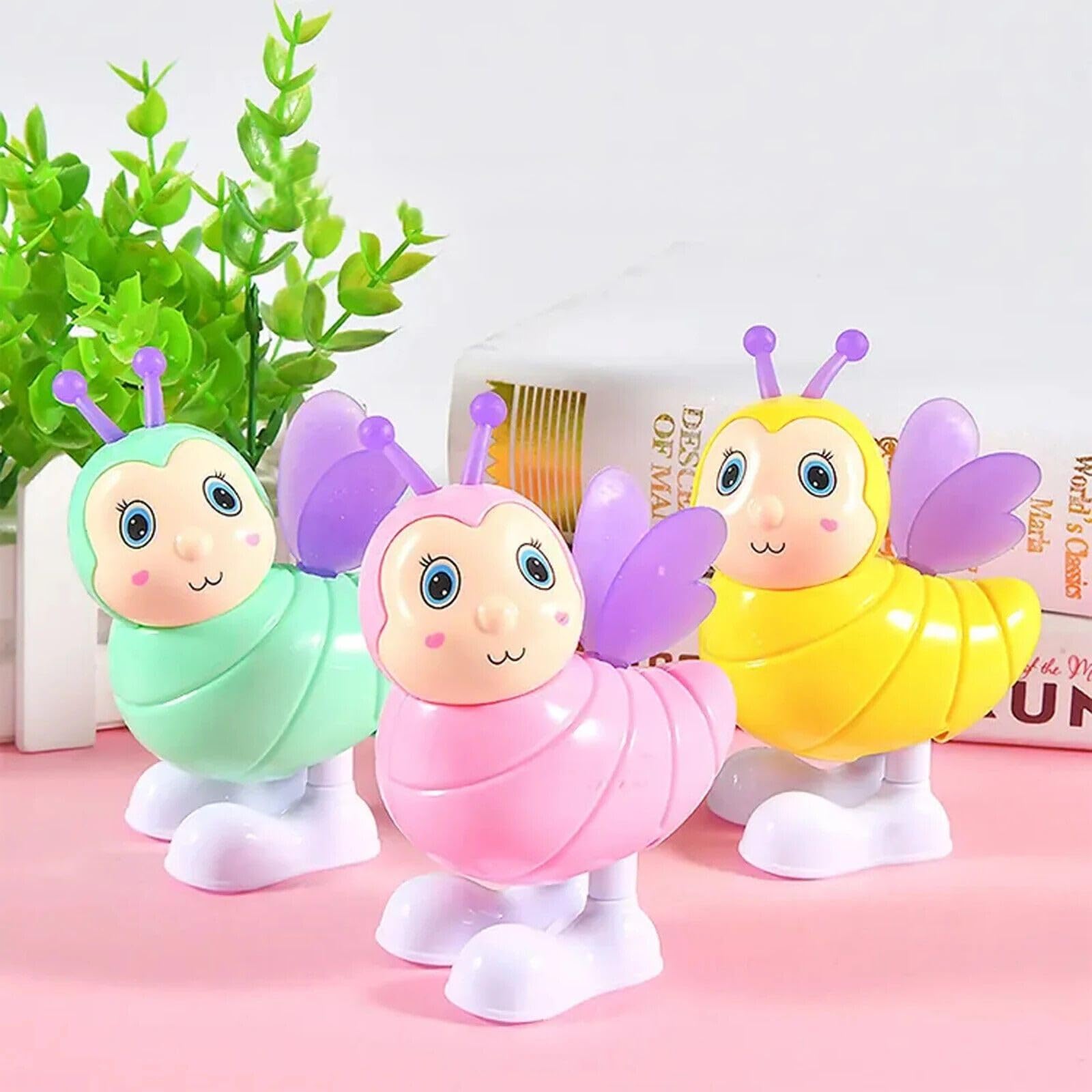 AYEBIA 3 Piece Key Operated Jumping Bee Toy, Clockwork Bird Toy, Friction Powered Toy for Toddlers (set of 3)