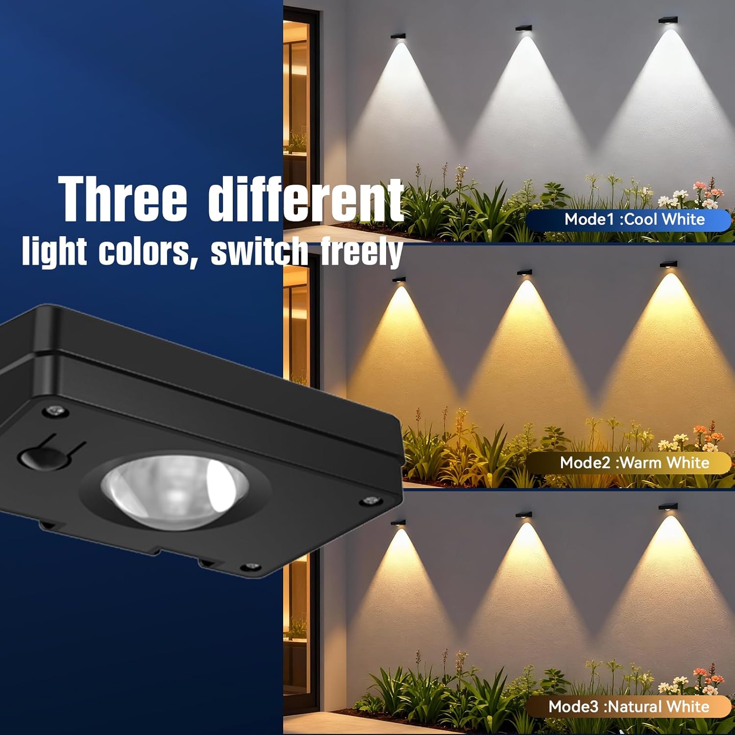 12 Pack Solar Fence Lights Outdoor, 3 Color Temp, IP65 Waterproof, Cost-Effective Solar Lights for Patio Yard Railing