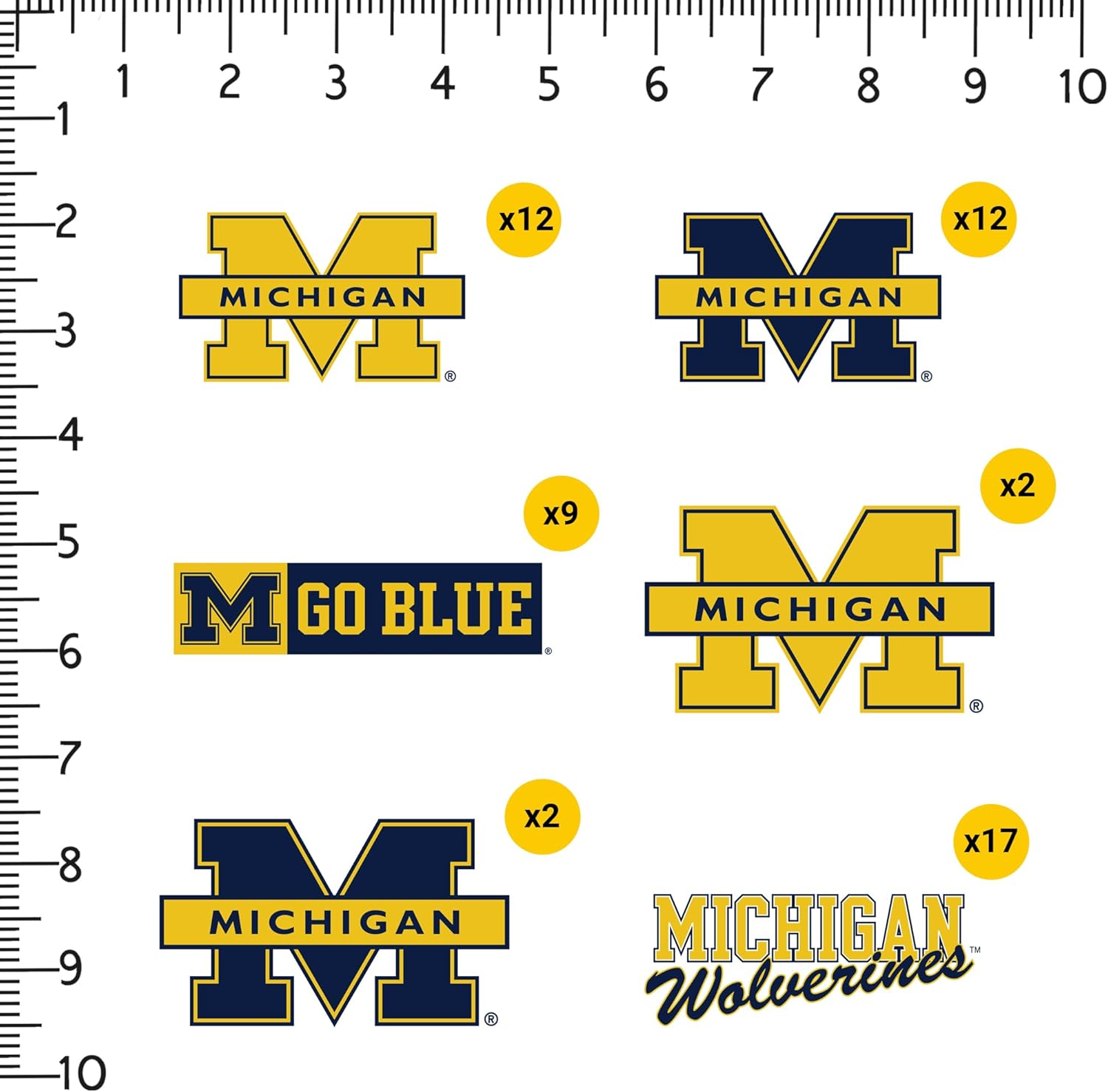University of Michigan Secondary Logo 50ct Vinyl Sticker Pack – Large Waterproof Decals for Laptops, Water Bottles, Tablets, Scrapbooks, Vehicles & More – Officially Licensed Wolverines Designs - Image 2