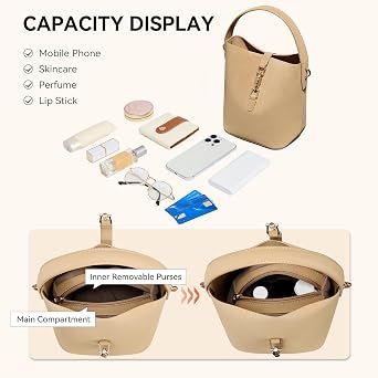 BOSTANTEN Small Bucket Bag Crossbody Purse Designer Handbag | Soft Vegan Leather or Suede, Removable Adjustable Shoulder Strap, Cute and Stylish, Everyday Use, for Shopping Travel Dating