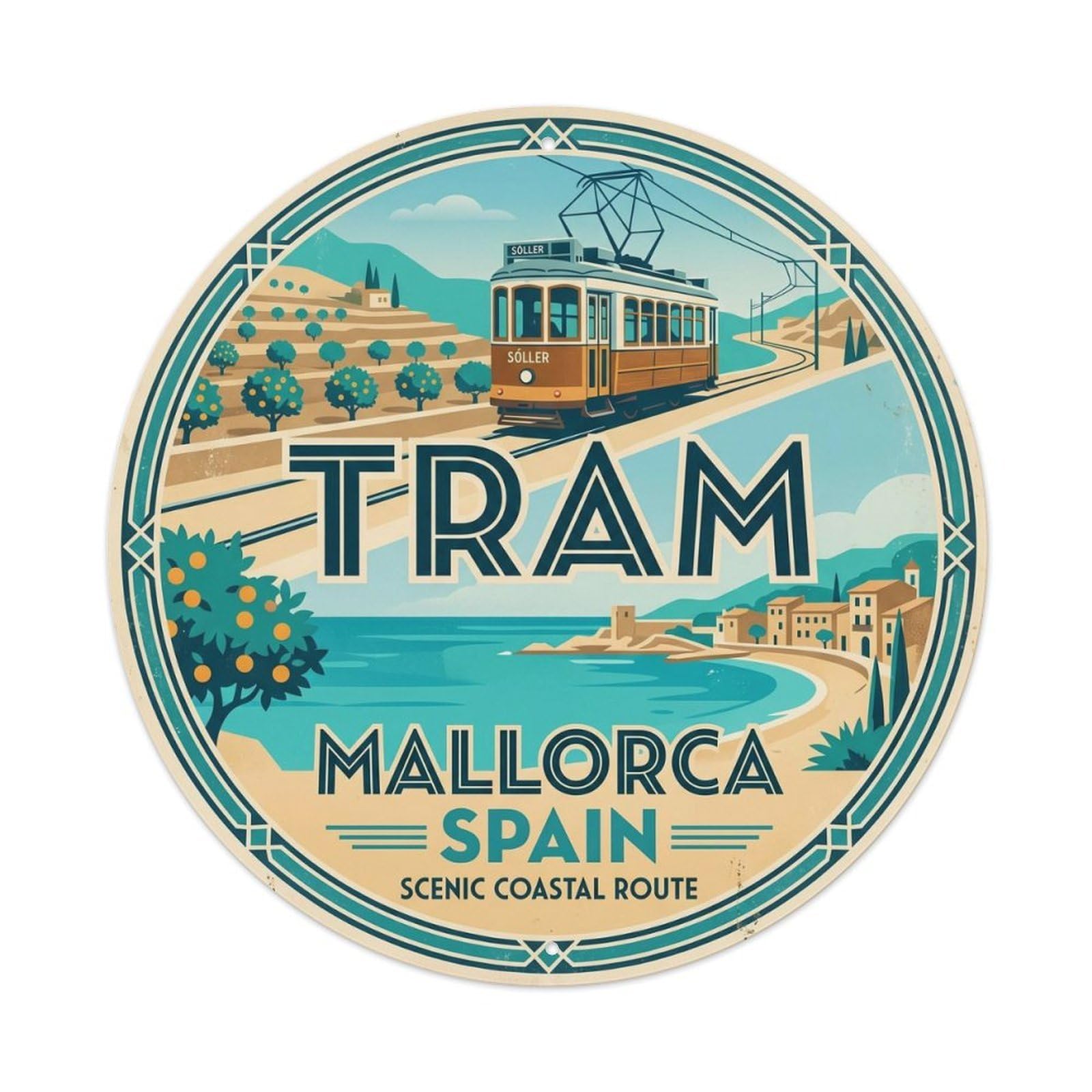 Mallorca Soller Tram Railway Travel Mountain Journey Metal Tin Sign