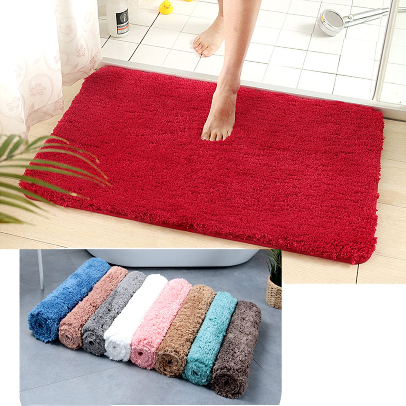 Tappetino Doccia Morbido Peluche Assorbente Tappeti Bagno Lavabile in Lavatrice Camera da Letto Bagno Doccia Tappeto,6,60 * 90CM