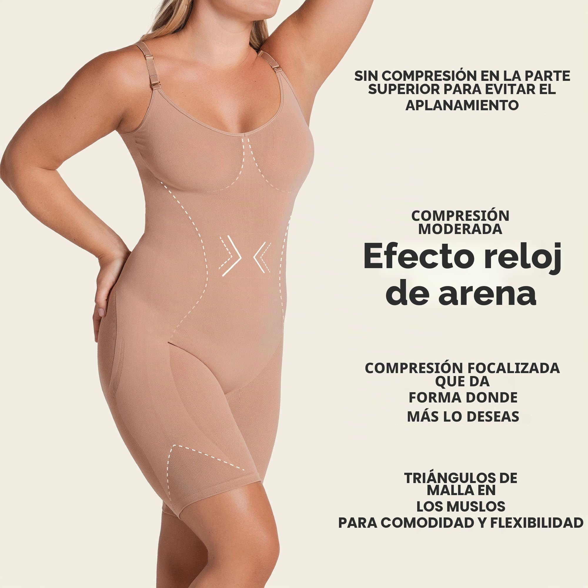Leonisa SmartShape Total - Faja Body Invisible Moldeadora Efecto Levanta Glúteos, Compresión Abdominal y Cintura, Sin Costuras, Ideal Para Vestidos Ajustados