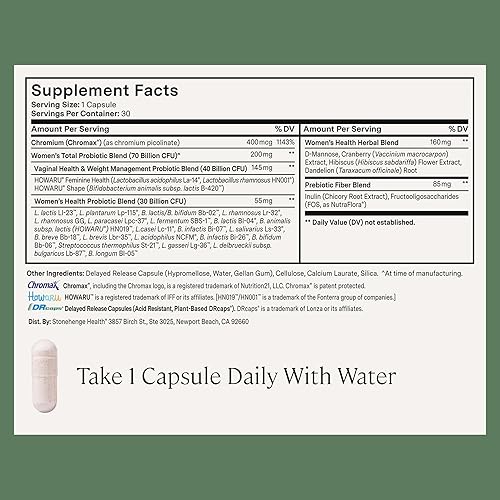 Miniatura 7 de Stonehenge Health Biotics for Women Probiotic 70 mil millones de UFC, 24 cepas + fibra prebiótica, control de peso, enfoque y estado de ánimo, apoyo