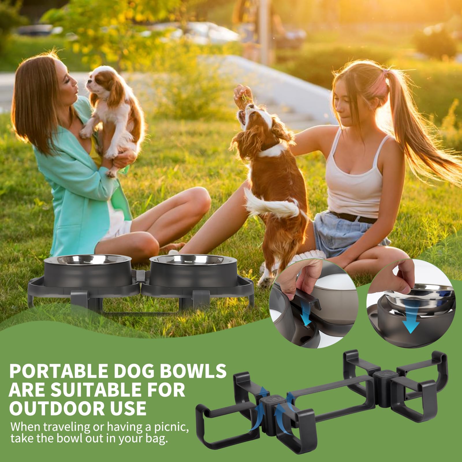 Cuencos elevados para perros, cuenco elevado de acero inoxidable para perros sin derrames, cuenco de comida y agua para razas pequeñas y medianas, estación de alimentación para perros más