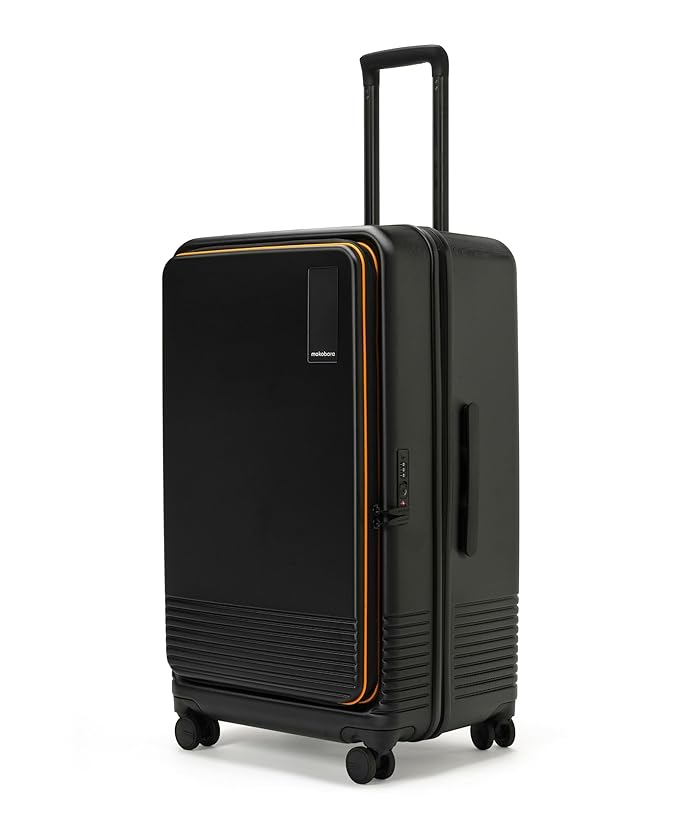MOKOBARA The Access Trunk Expandable Luggage - Black Unisex Polycarbonate Hardshell Sided Inline Suitcase with Built in TSA Lock Travel Inline Suitcase (Black and Yellow) H-77 cms Large