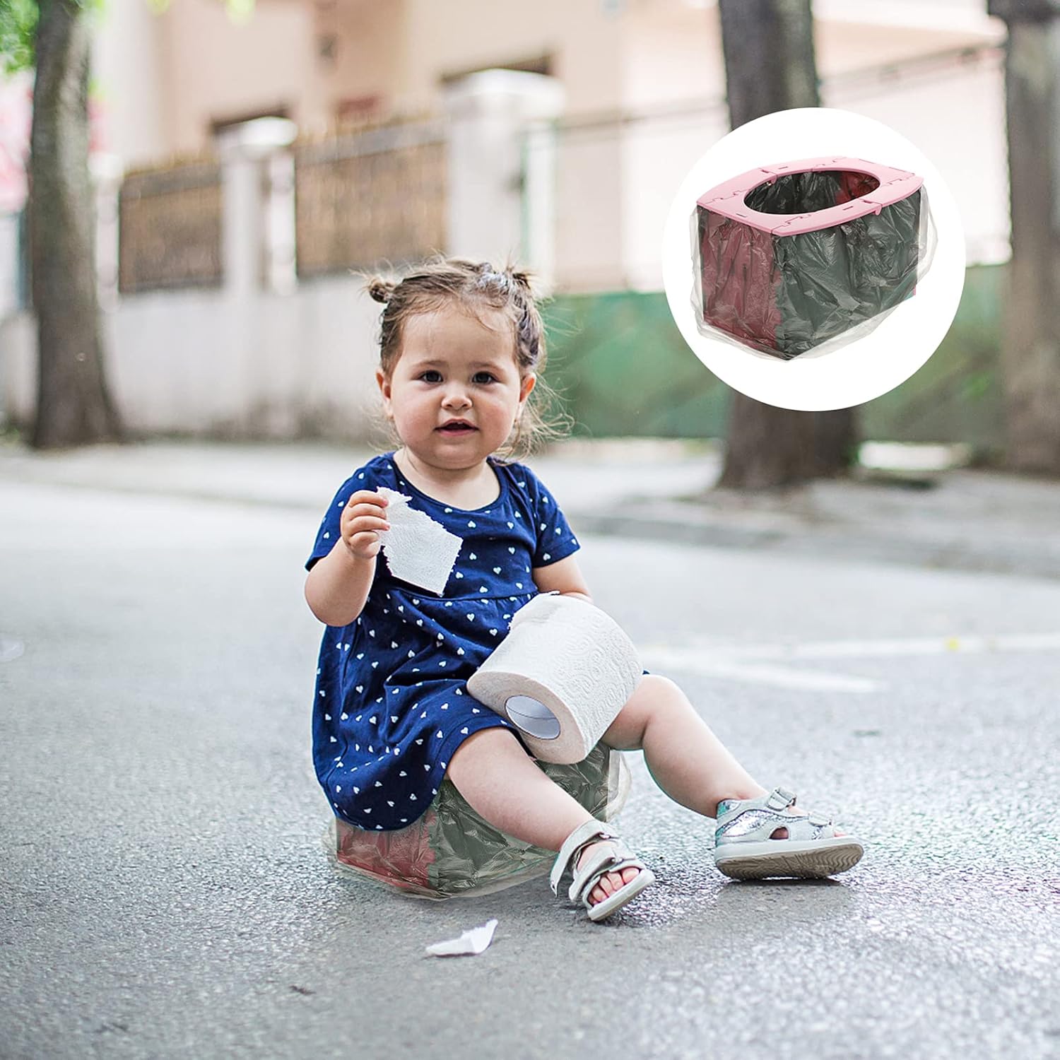 TOYANDONA Folding Toilet Portable Travel Potty for Toddlers Training Toilet for Car Easy to Material for Home and Travel Use