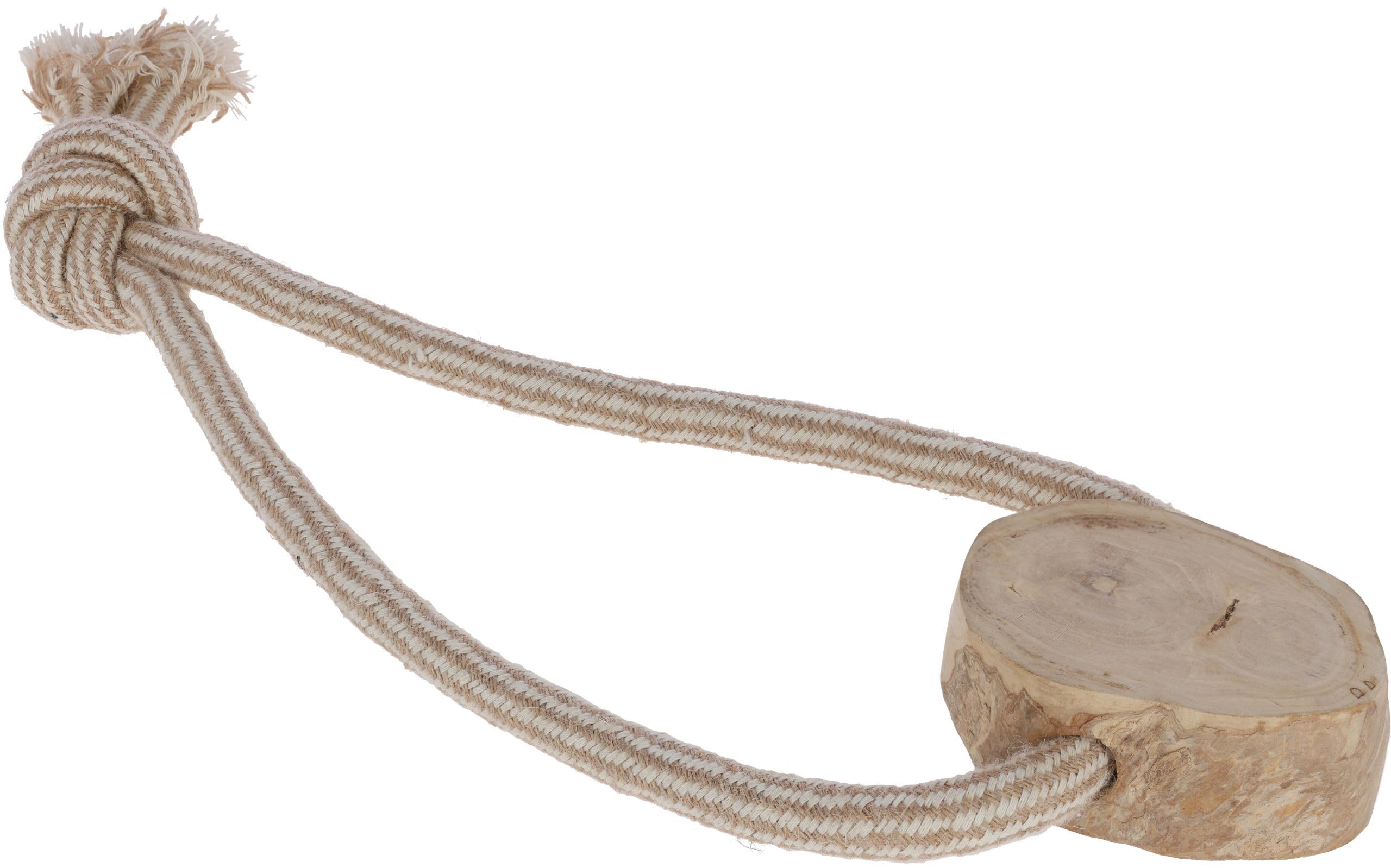 Kerbl Hobbyfarming Throwing Toy L, Jute/Cotton, With Coffee Wood, 45 cm