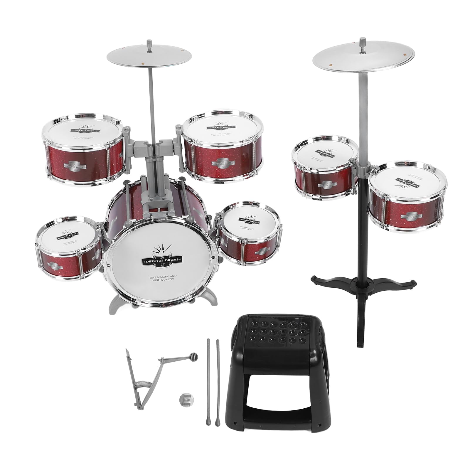 Sxhlseller Jazz-Schlagzeug-Spielzeug |ABS-Percussion-Kit mit Galvanisierung, Eltern-Kind-Musikinstrument für und Mädchen, Pädagogische Simulationstrommel