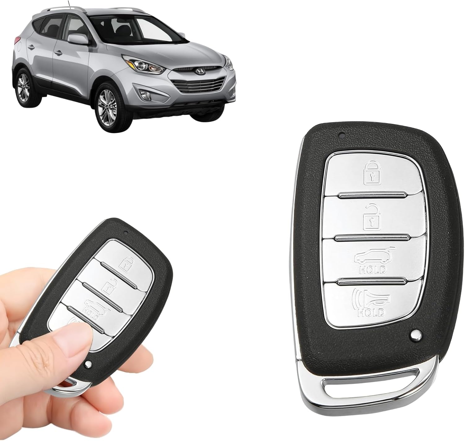 433MHz Smart Proximity Entry Remote Replacement 46 Chip 4 Button with Door Key Transmitter Black FCC ID TQ8FOB4F03 OE 95440 2S600 954402S600 Compatible with Hyundai Tucson 2014 2015