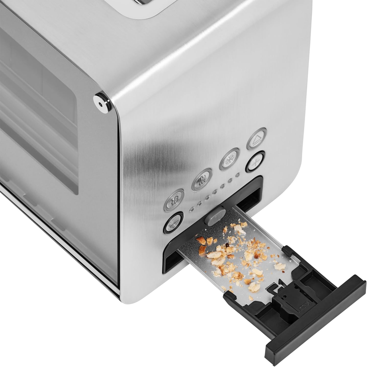 WMF Lono Toaster Glas mit Brötchenaufsatz, 2 Scheiben, XXL, motorisierte Toastaufnahme, Aufwärm-Funktion, 7 Bräunungsstufen, Toaster edelstahl matt