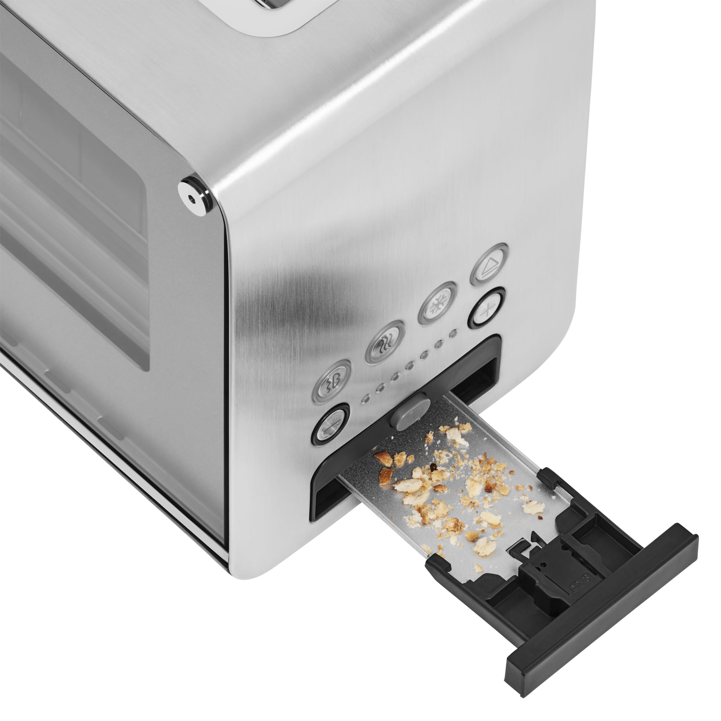 WMF Lono - Tostapane in vetro con inserto per panini, per 2 fette, misura XXL, funzione riscaldamento, 7 livelli doratura, acciaio INOX opaco
