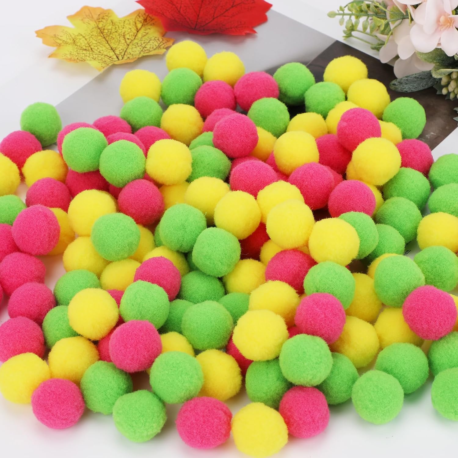 150PCS Pom Poms Assorted Colors,1 Inch Soft Fluffy Pompom Puff Balls,Small Craft Pom Poms for DIY Arts and Bulk Craft Making Decorations Supplies