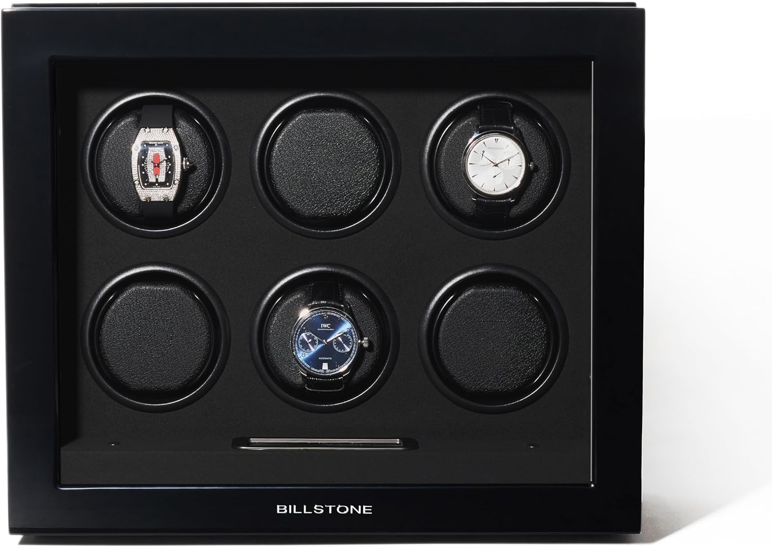 BILLSTONE Paragon 6 Macassar Automatic Watch Winder for Automatic Watches, 6 Slot Macassar Wood with RGB LED Light