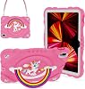 XZC Case for iPad A16 11th Generation 11 Inch 2025 iPad 10th Generation 10.9 Inch 2022 Unicorn Heavy Duty Shockproof Rugged Cover with Built-in StandStrap Hot Pink