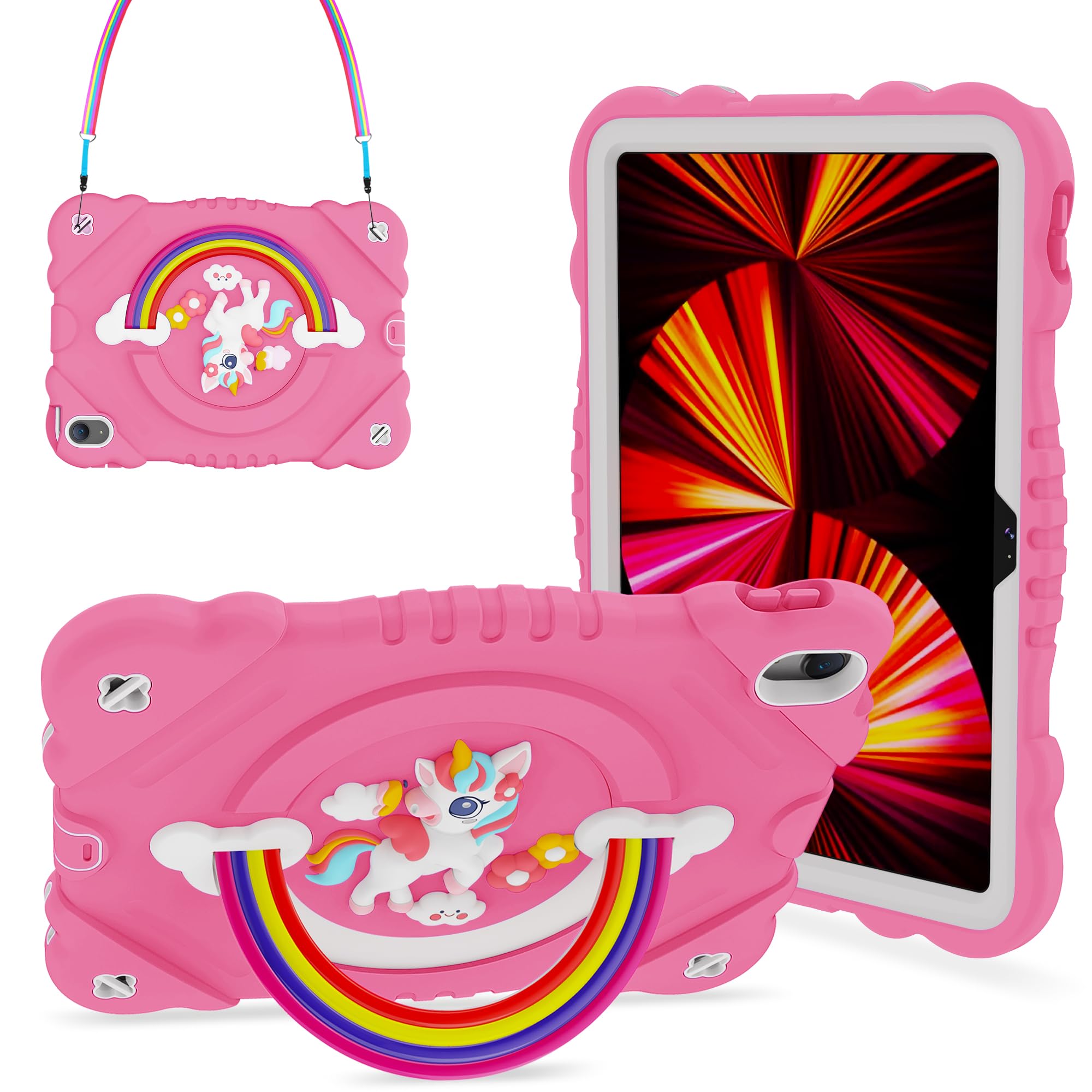 Custodia per bambini compatibile con iPad mini 7 (A17 Pro) 2024/Mini 6 da 8,3, leggera EVA antiurto con maniglia convertibile e supporto per tablet