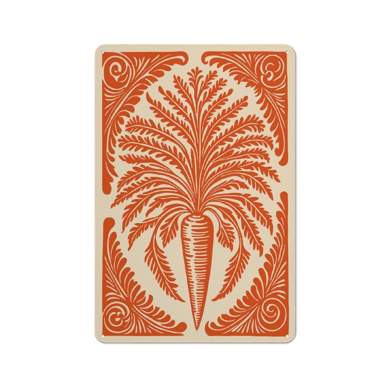 Junmoney Style-13 Decorative Carrot With Ornate Border Decorative Tin Sign 30X20cm, Distressed Look Vintage Wall Decor For Lounge, Study, Pub Or Wall Gallery