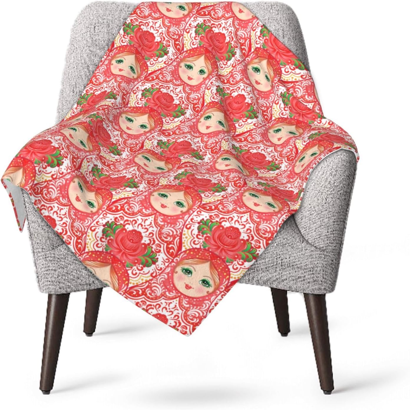 Traditional Russian Nesting Doll Baby Blanket Ultra Soft Throw Blanket All Season Warm Light Weight Cozy Plush Blankets for Home Bedroom Sofa Chair Travel, 40″X30″