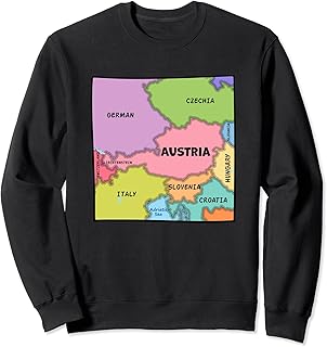 simplified Colored Map of Austria with Neighboring Countries Sweatshirt