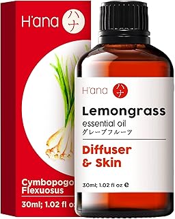 H’ana Lemongrass Essential Oil (1 fl oz) - 100% Natural Lemon Grass Oil Essential Oils for Diffuser, Bees, Skin & Hair