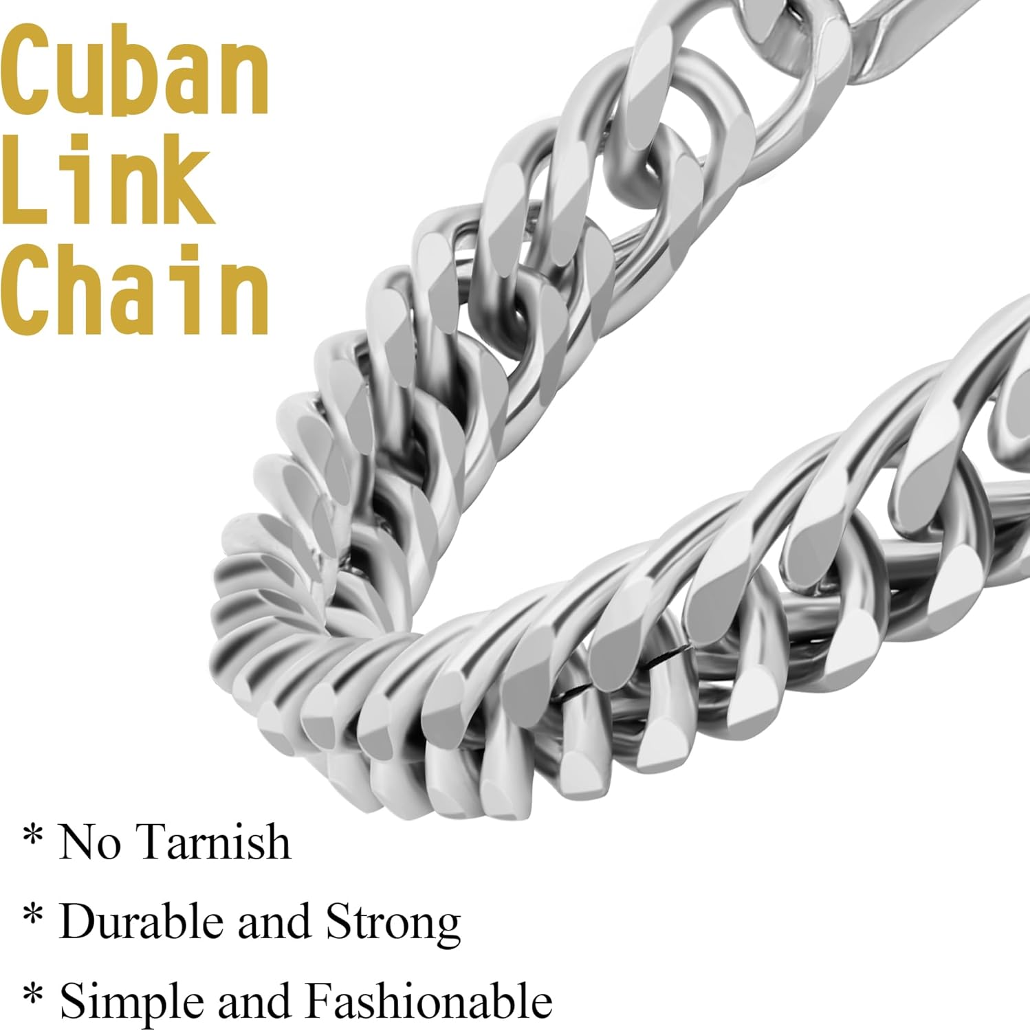 3PCS Figaro Necklace Bracelet Cuban Bracelet for Men, Silver Gold Black Sturdy 316L Stainless Steel Cuban Link Figaro Chain with 2-inch Jewelry Set with Gift Message Card 8mm - Image 3