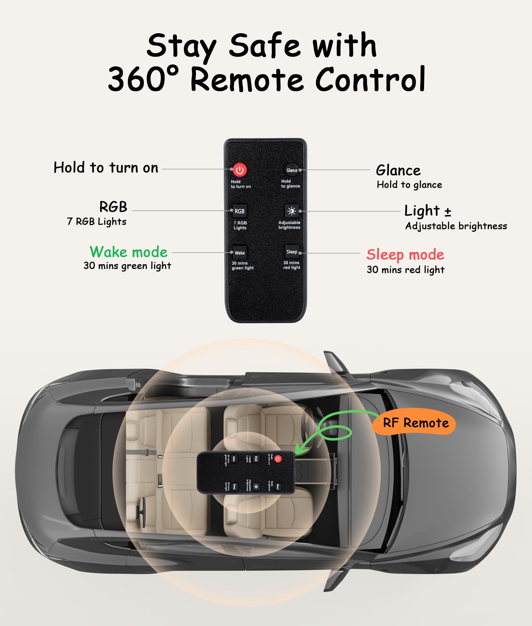 Easyera Espejo de coche para bebé con luz