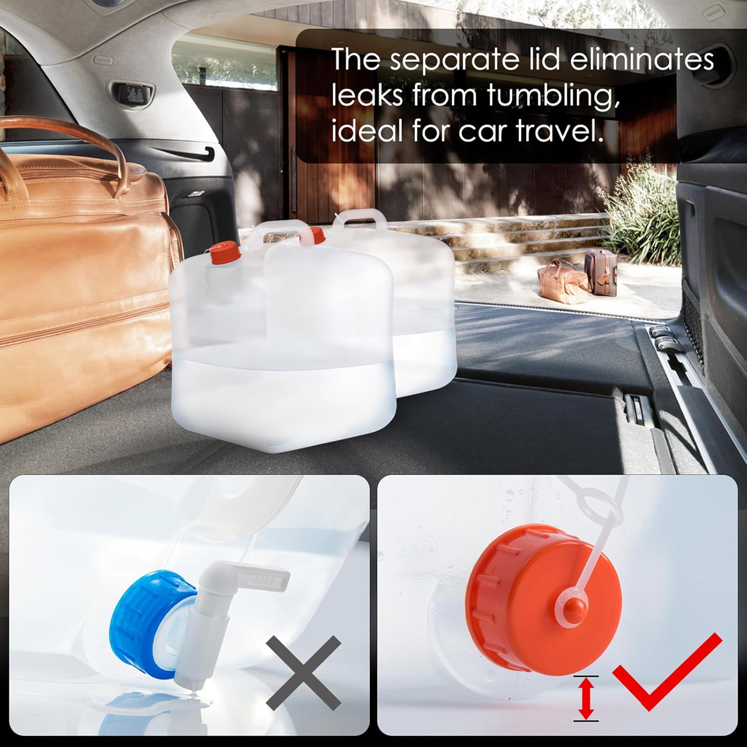 Collapsible Water Container Jug with Spigot, 2 Packs 5.3 Gallon BPA Free Camping Water Storage Carrier for Outdoor Hiking Backpacking & Emergency Survival Kit, Foldable Portable Canteen - Image 6