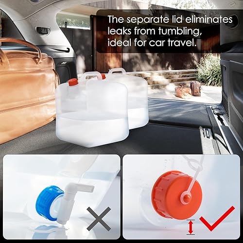 Miniatura 5 de Contenedor de agua plegable, 5.3 galones, sin BPA, con espiga, para camping, mochilero, senderismo, al aire libre y emergencia, equipo de