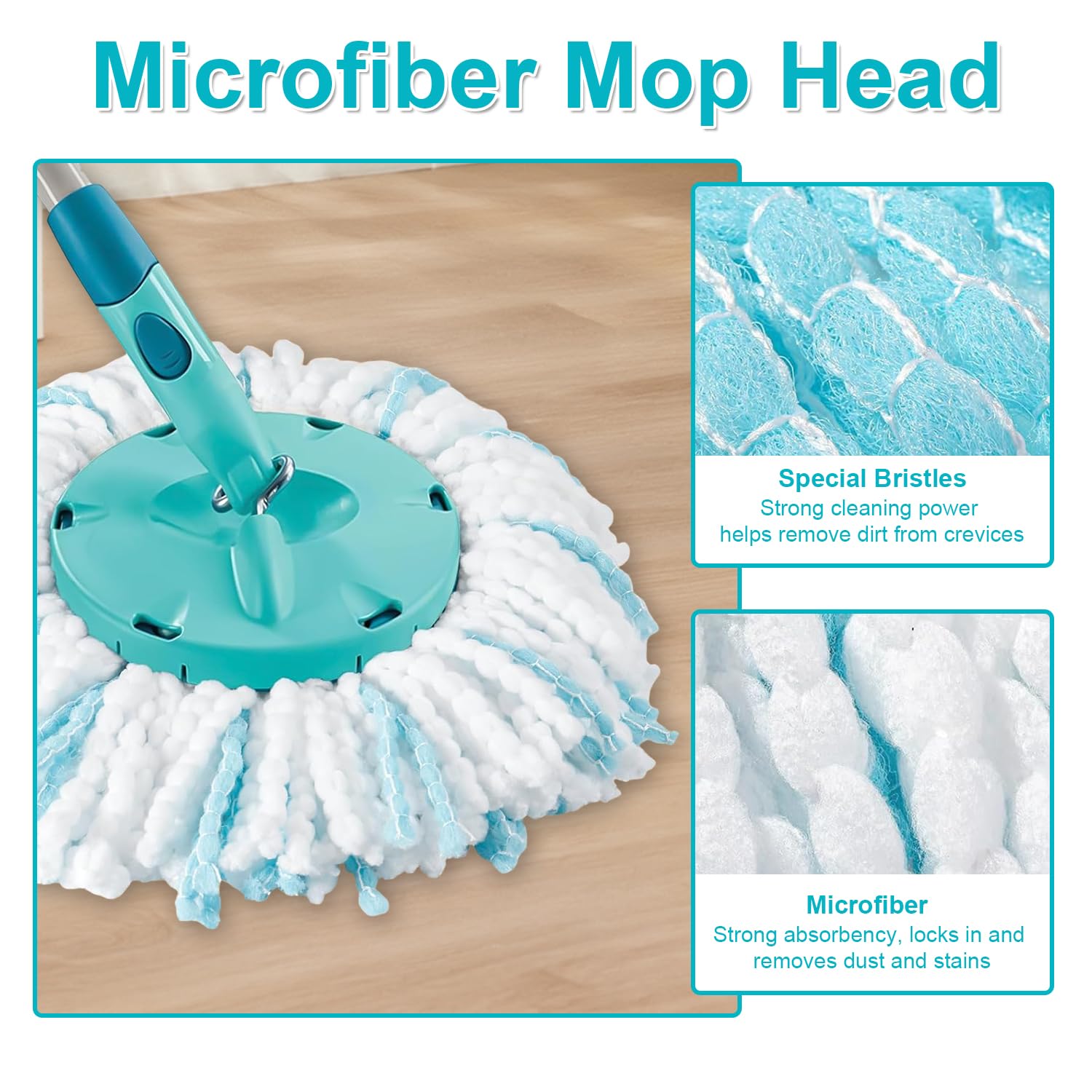 6 Pezzi Testine di Ricambio Mocio Compatibile Con Leifheit, Mocio di Ricambio in Microfibra, Clean Twist Disc Mop Kit, Altamente Assorbente, per Tutti i Tipi di Pavimento