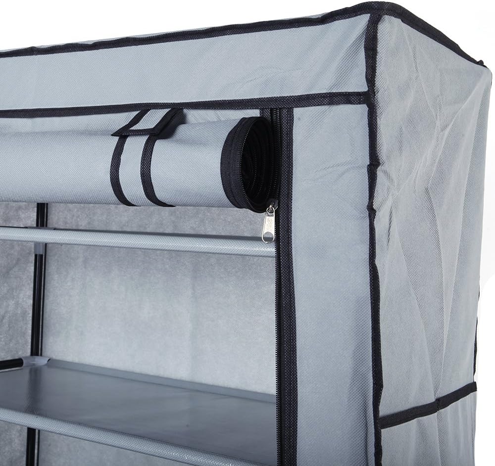 Shoe Rack,10 Tiers Shoe Rack with Dustproof Cover Closet Shoe Storage Cabinet Organizer Gray