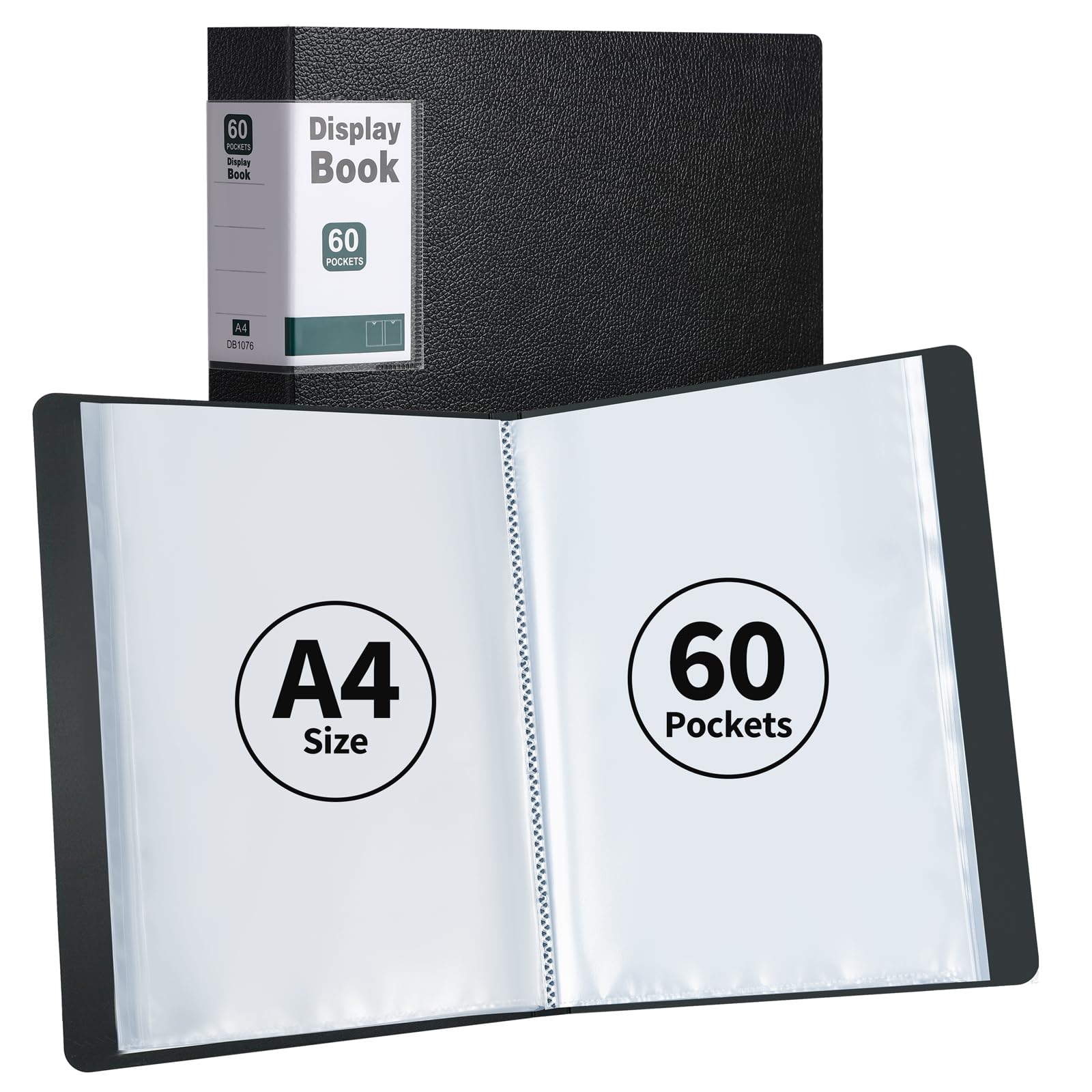 DONGLI 2 Pack A4 Display Folder, 60 Pockets Display Book Presentation Folder with Clear Plastic Sleeves(Black) — image 1