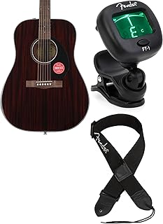 Fender CD-60S All-Mahogany Acoustic Guitar - 6-String, Mahogany Top, Back, Sides, Neck, and Walnut Fingerboard with Tuner and Strap - Natural Finish