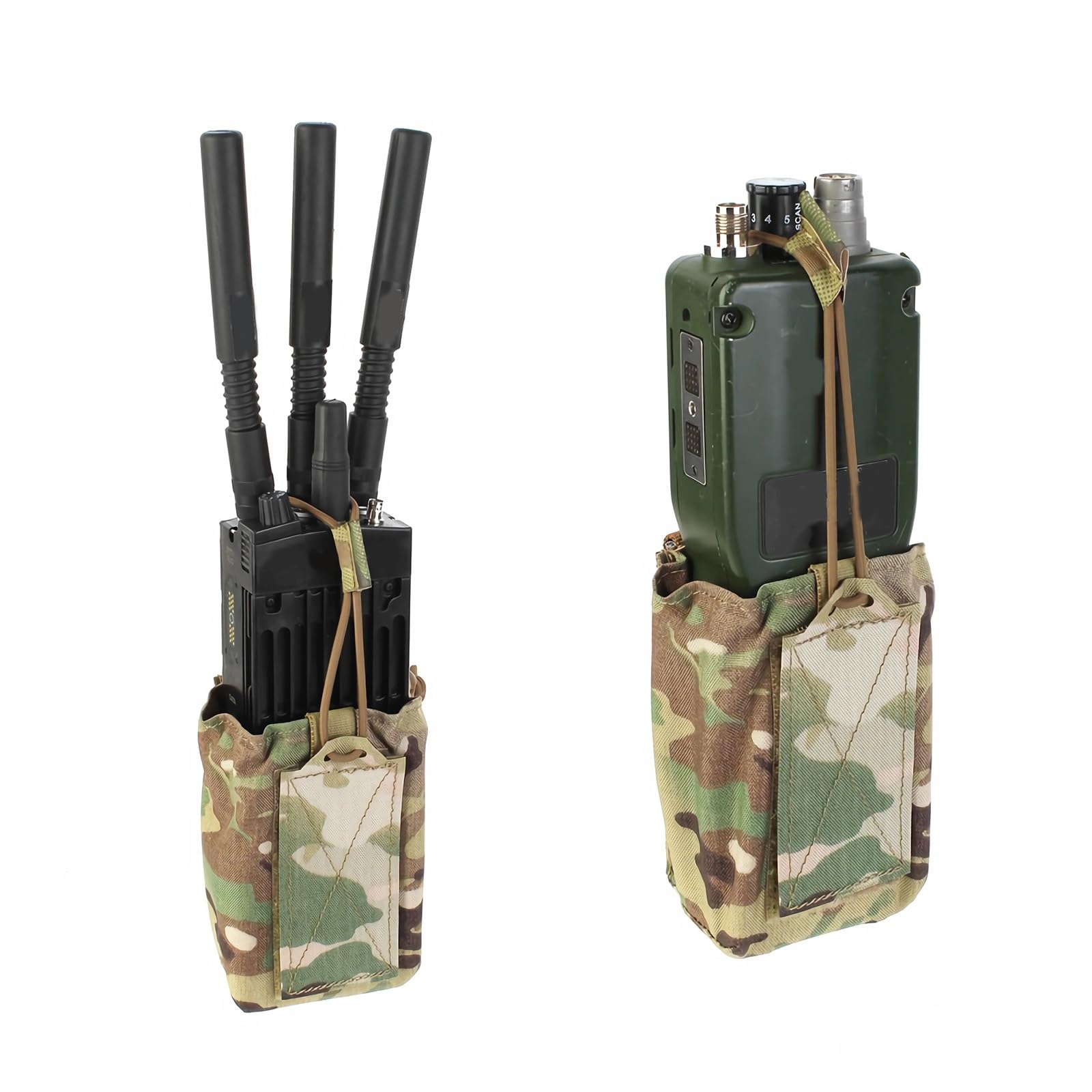 Custodia per Radio MOLLE, Supporto Regolabile per Walkie-talkie | Fibbia a sgancio rapido, Fasce elastiche di ritenzione, Durevole, Leggero, Escursionismo, Campeggio, Airsoft(MC)