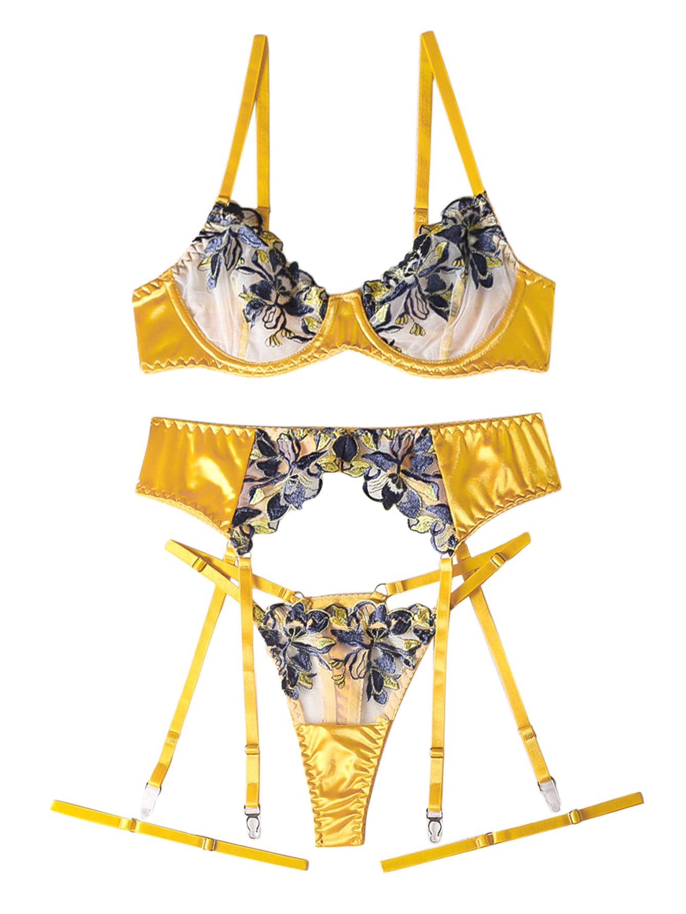 Lilosy Sexy Lingerie Set 3 Piece Women Outfit Bra and Panty