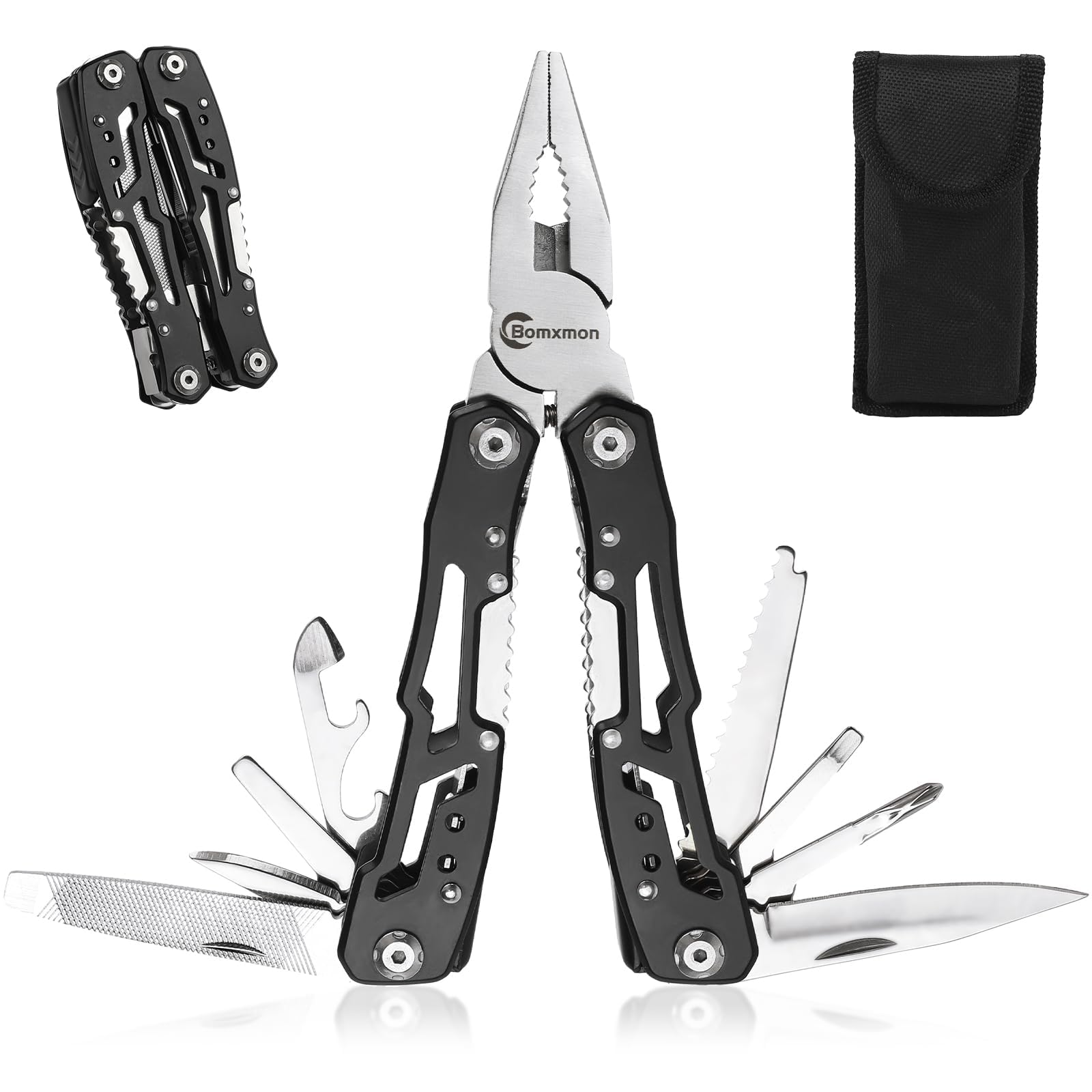 Multitool Pliers 13 in 1, Stainless Steel Multi Tool Pliers Pocket Knife with Safety Lock for Camping Survival Hiking DIY Gifts for Men