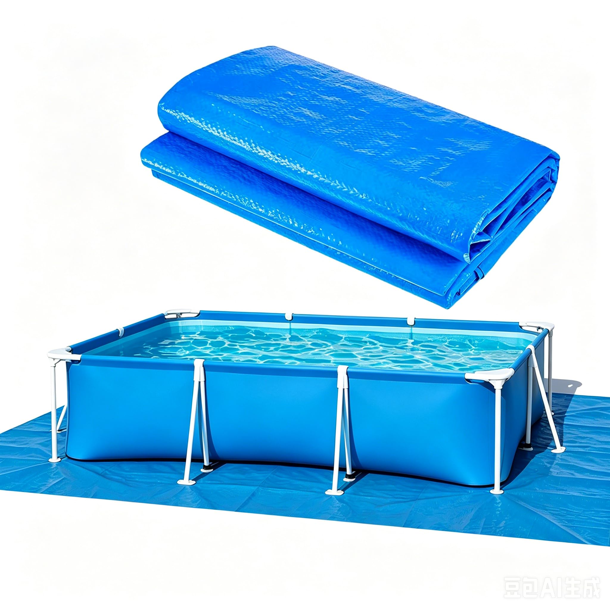 Swimming Pool Mat 500x300 cm for Rectangular Frame Pools 450x220 cm, Pool Ground Mat for Pool 14 x 7 ft, Ground Protector Cloth for Above Ground Pools and Hot Tub Spas, Waterproof Wear-Resistant — image 1