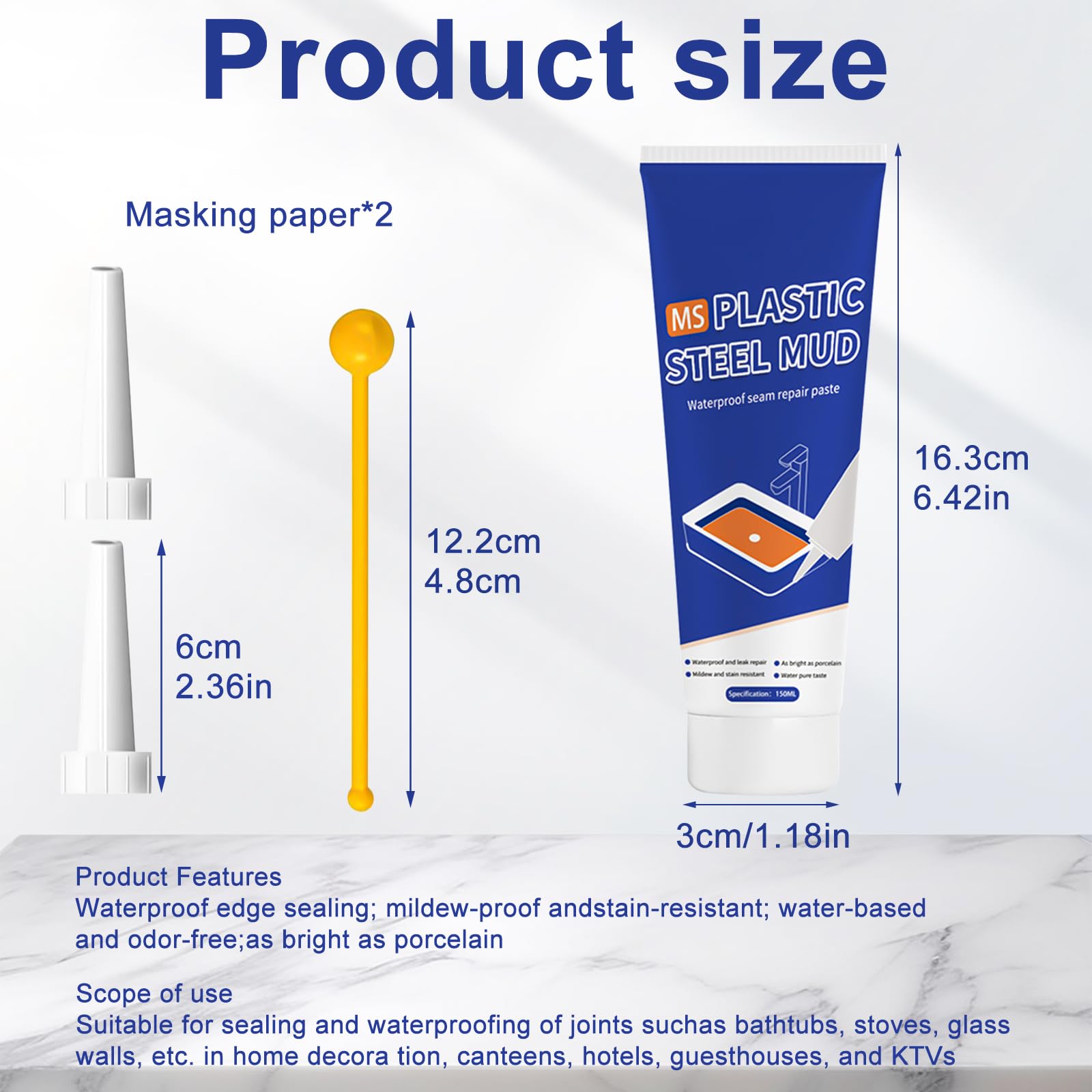 Sigillante Impermeabile Bianco, Silicone Bianco Per Bagno Antimuffa, Silicone Alimentare Per Proteggere da Insetti e Umidità, Silicone Sigillante Impermeabile per Cucina, Bagno, Lavandino