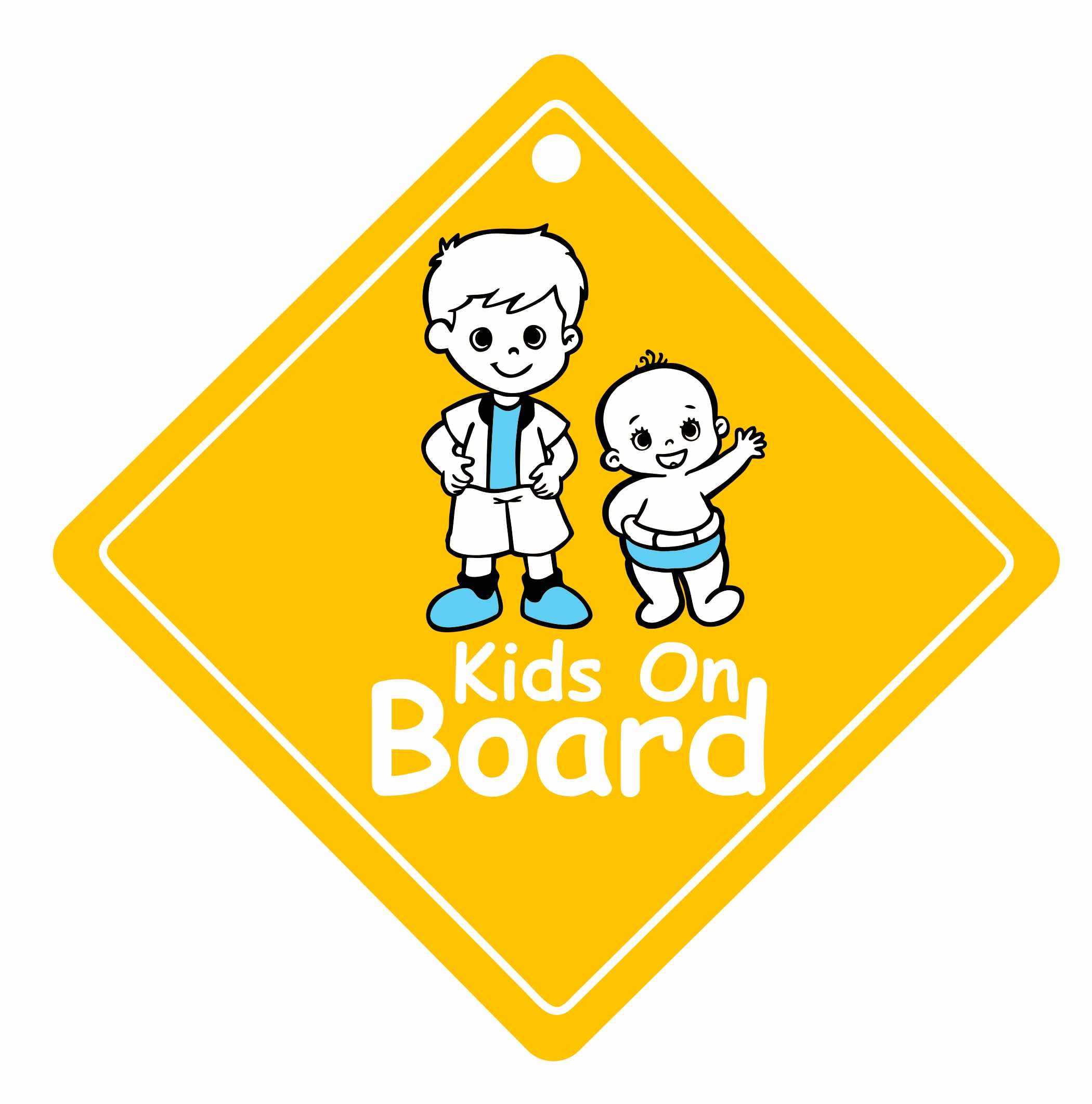 Kids On Board Car Hanging Sign for Car Window 4.7 X 4.7 Inch (Design 5)
