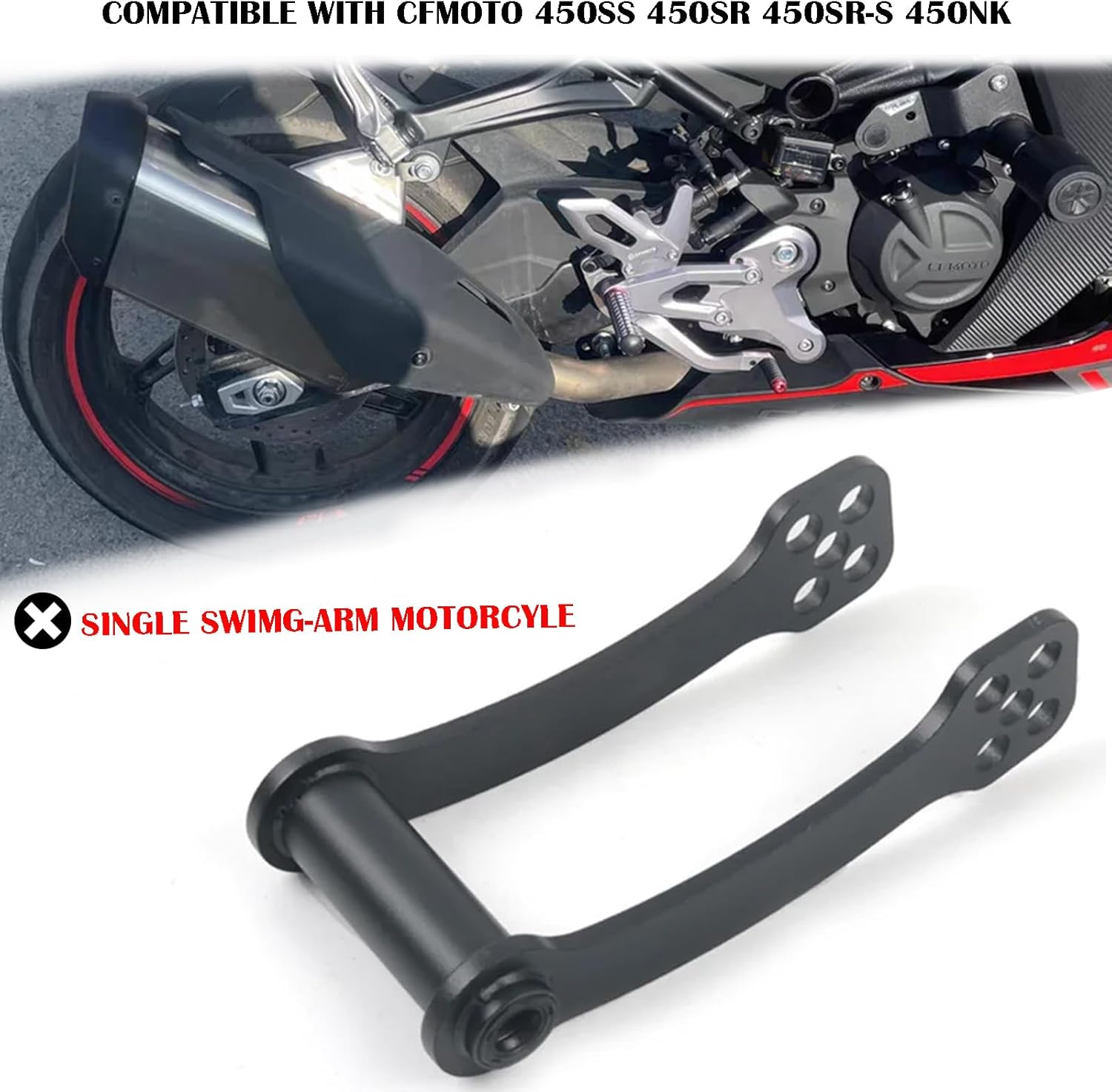 Motorcycle Lowering Links Rear Suspension Linkage Drop Link Kits Adjustable Accessories for CFMOTO 450SS 450SR 450SRS 450NK,2022-2025, Black Anodized Aluminum