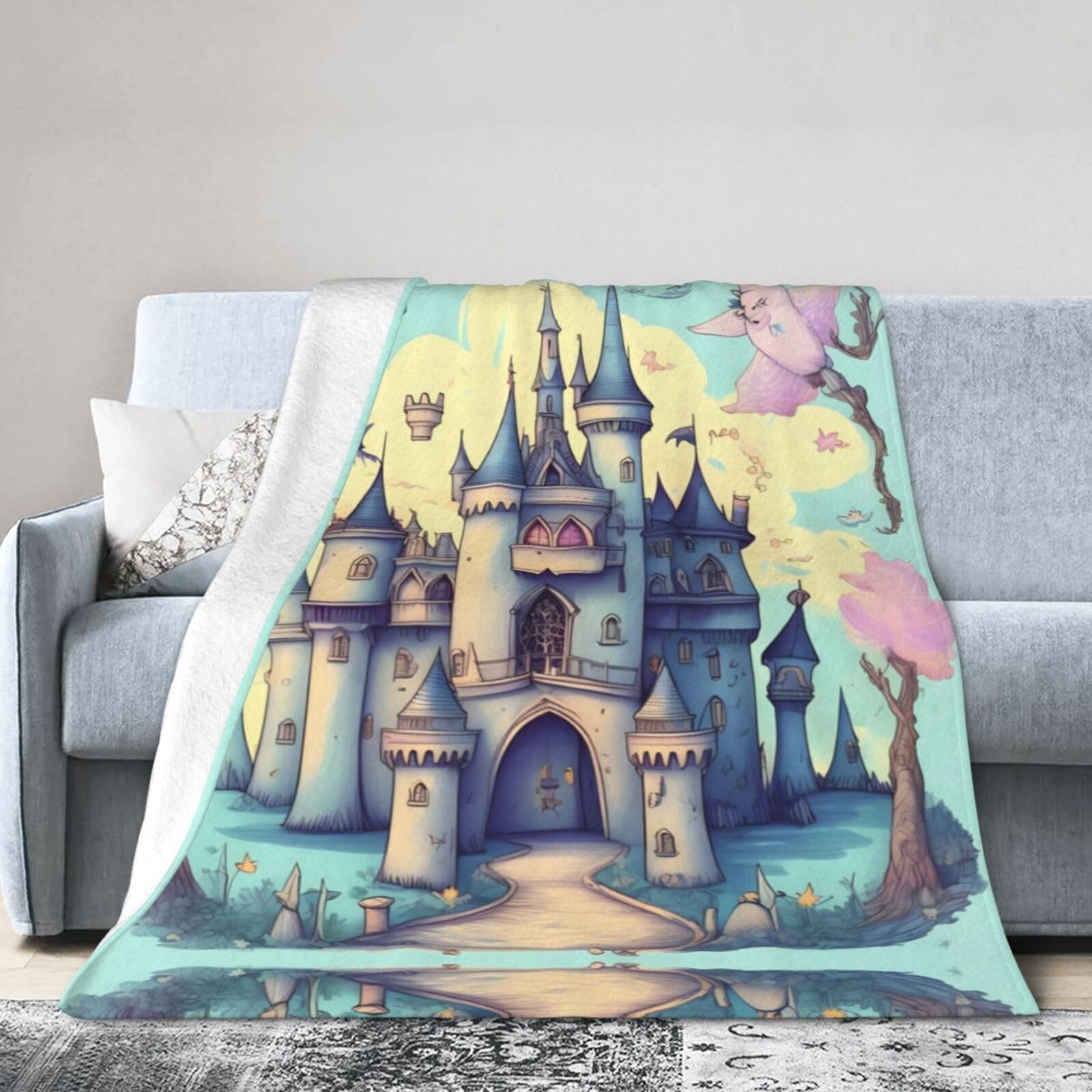 Fairytale Castle 60"x50" Fleece Blanket, Full Size, Super Soft, Suitable for Bed, Sofa, Camping, All Seasons