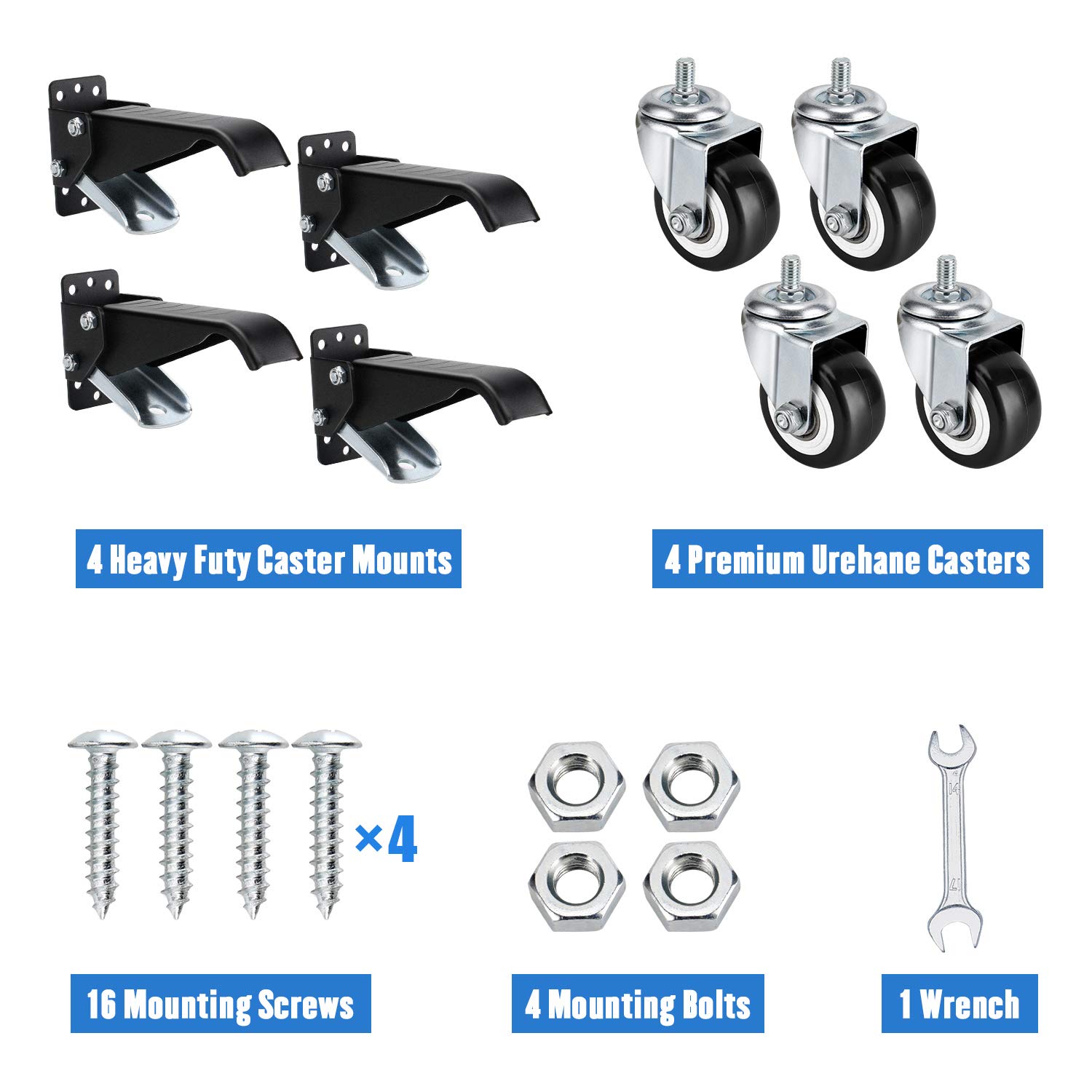 Crеаtіvе Prоduсt DOZAWA Workbench Stepdown Caster, 600 Lbs Set of 4 Durable Heavy Duty Steel, All Steel Construction Urethane Wheels [New Version]