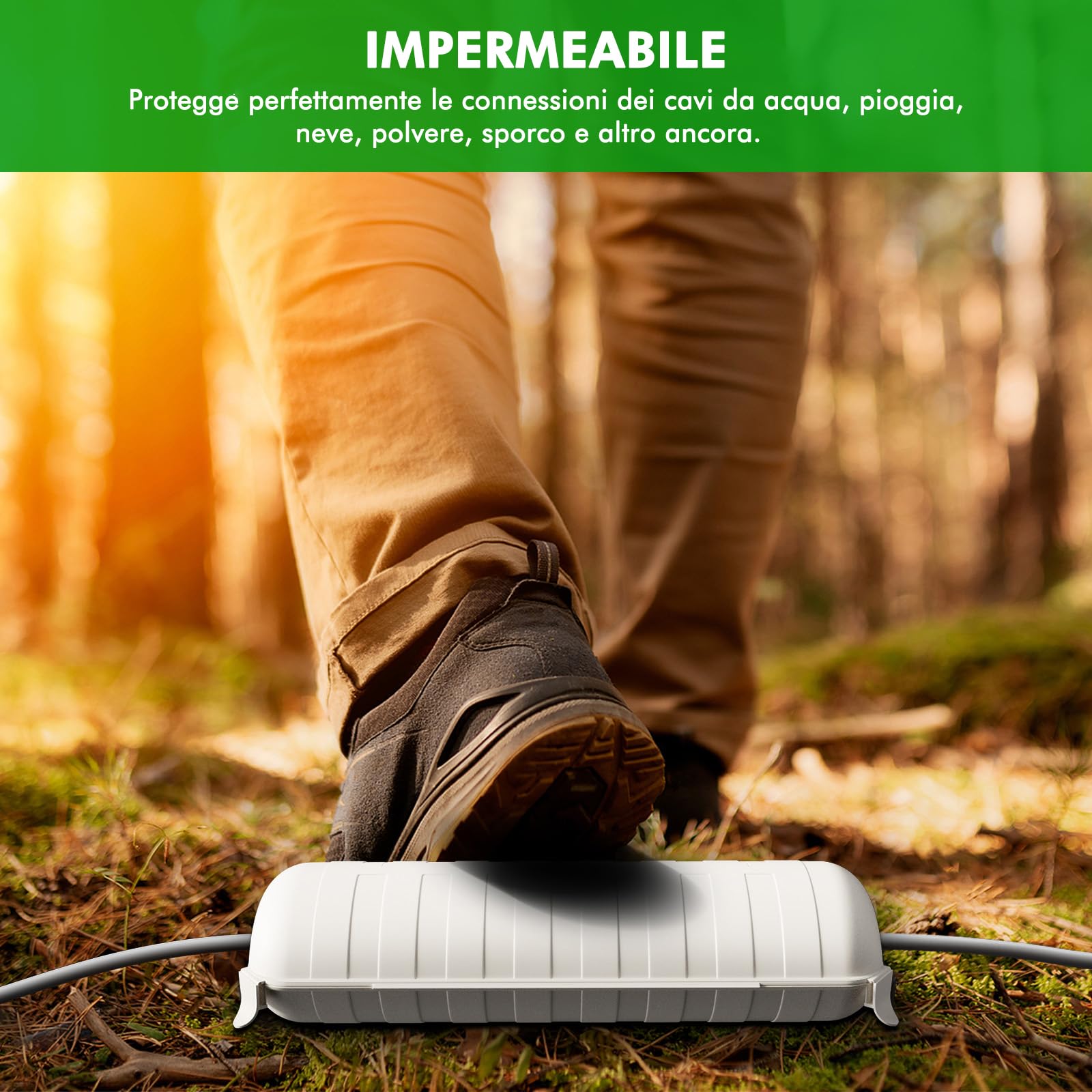 RESTMO 2 Pezzi Scatola di Protezione Stagna IP44 (29x11x7,5 cm) – Scatola per Cavi, Impermeabile e con Scarico di Trazione, Ideale per Spine Esterne, Colore Bianco