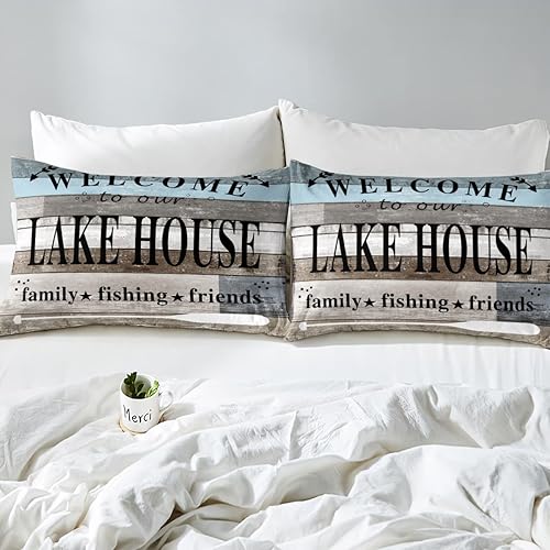 Miniatura 5 de Feelyou The Lake House - Juego de ropa de cama para niños y niñas, funda de edredón rústica de madera de granero para niños, niñas, decoración de