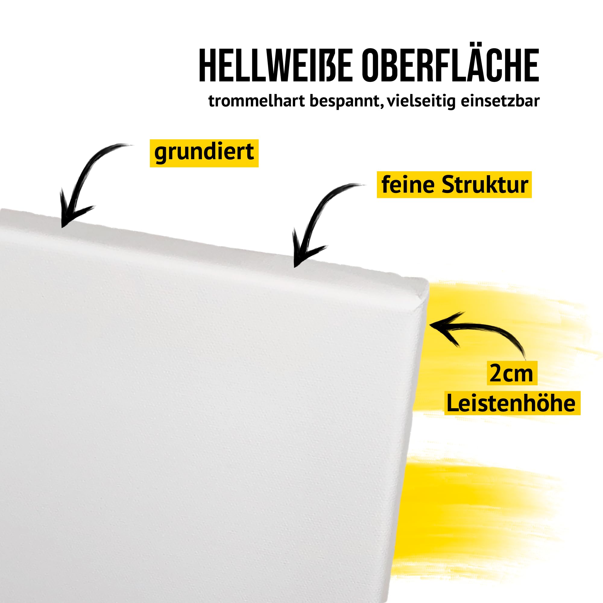 Leinwand zum Bemalen HOBBY 80x120 cm, 2er Pack | Universal grundierte Leinwand auf Keilrahmen - feine Struktur, 270 g/m² - Premium Kunstbedarf Made in Berlin