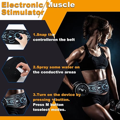 Miniatura 4 de Estimulador muscular electrónico - Equipo de entrenamiento físico para hombres y mujeres, 8 modos de estimulador abdominal electrónico para