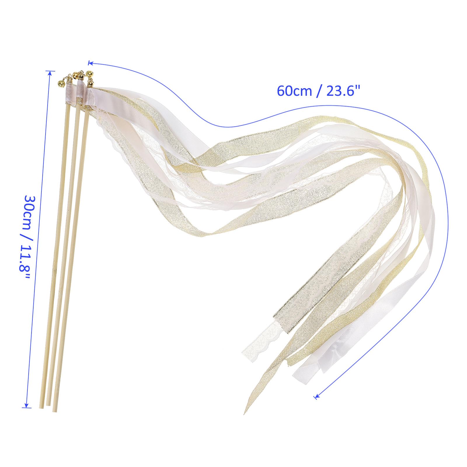 M METERXITY 50Pz Bacchette Magiche Nastro Stelle Filanti Matrimoni Tono Oro